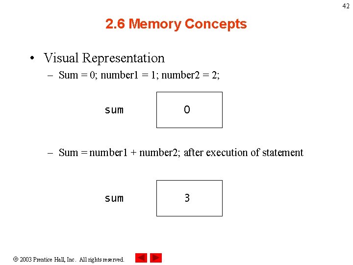 42 2. 6 Memory Concepts • Visual Representation – Sum = 0; number 1 42 2. 6 Memory Concepts • Visual Representation – Sum = 0; number 1