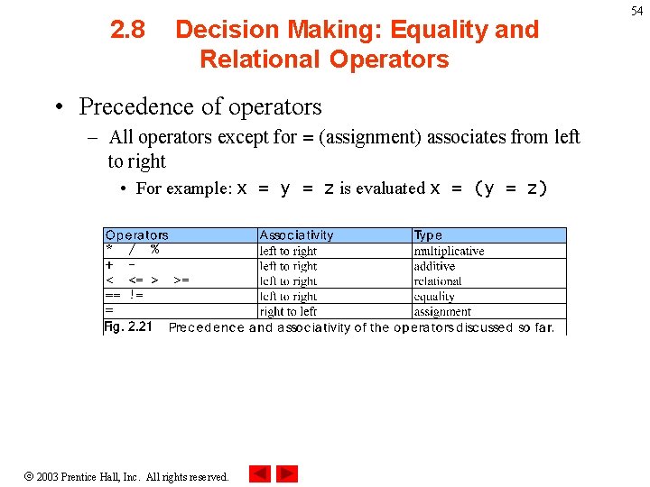2. 8 Decision Making: Equality and Relational Operators • Precedence of operators – All 2. 8 Decision Making: Equality and Relational Operators • Precedence of operators – All