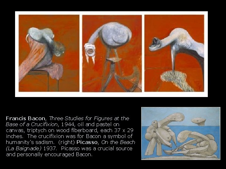 Francis Bacon, Three Studies for Figures at the Base of a Crucifixion, 1944, oil
