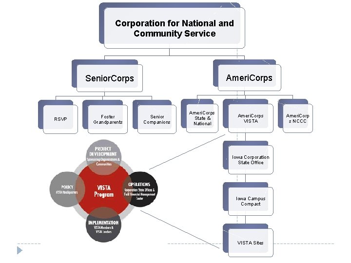 Corporation for National and Community Service Ameri. Corps Senior. Corps RSVP Foster Grandparents Senior