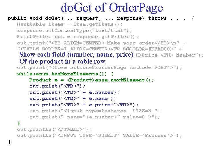 do. Get of Order. Page public void do. Get(. . request, . . .