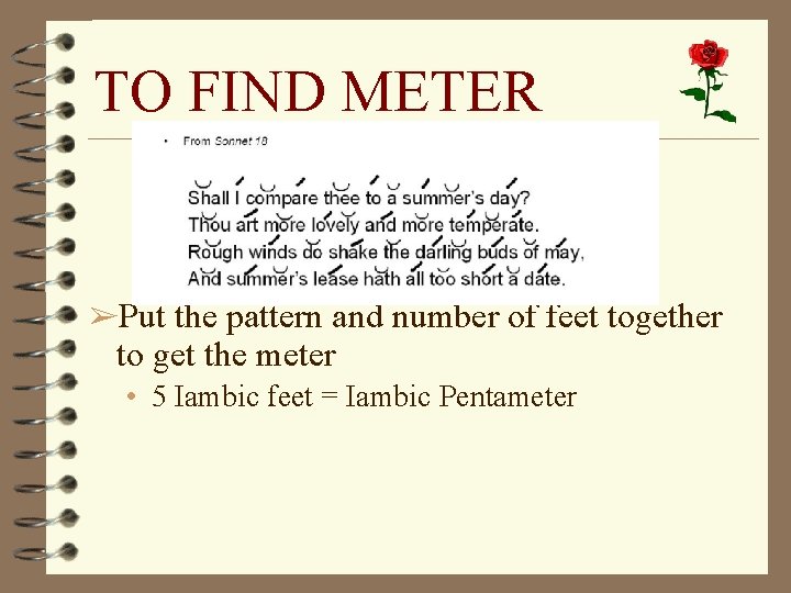 TO FIND METER ➢Put the pattern and number of feet together to get the