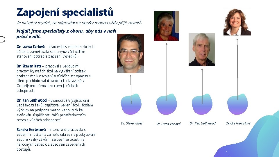 Zapojení specialistů Je naivní si myslet, že odpovědi na otázky mohou vždy přijít zevnitř.