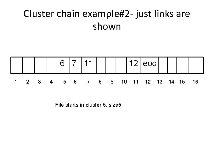 Cluster chain example#2 - just links are shown 6 7 11 1 2 3