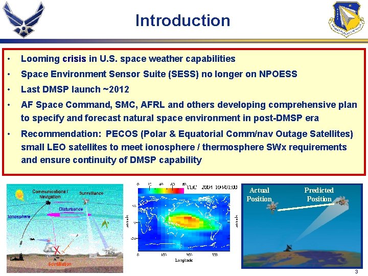 Introduction • Looming crisis in U. S. space weather capabilities • Space Environment Sensor