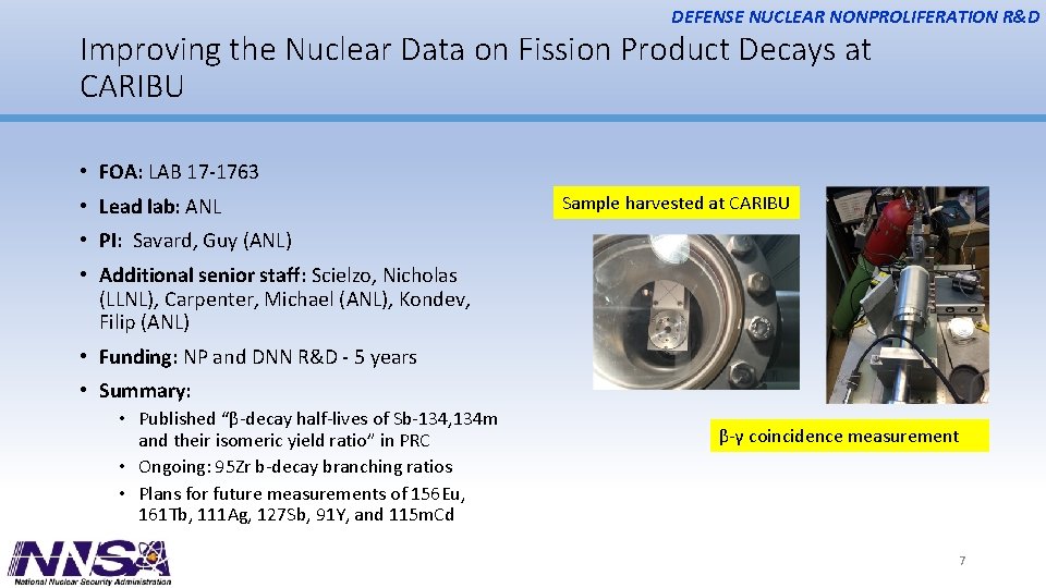 DEFENSE NUCLEAR NONPROLIFERATION R&D Improving the Nuclear Data on Fission Product Decays at CARIBU