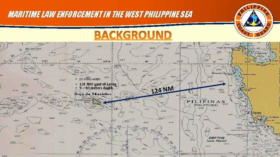 MARITIME LAW ENFORCEMENT IN THE WEST PHILIPPINE SEA • 10 miles width • 124