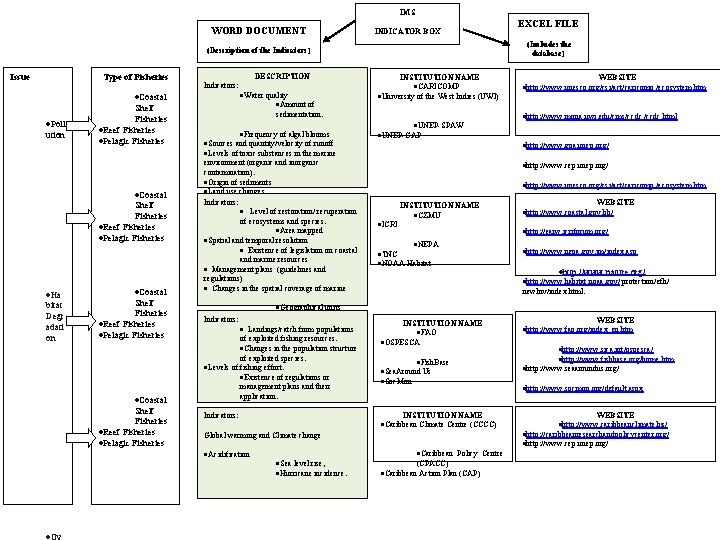 IMS WORD DOCUMENT INDICATOR BOX (Includes the database) (Description of the Indicators) Issue Type