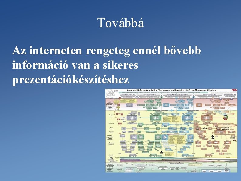 Továbbá Az interneten rengeteg ennél bővebb információ van a sikeres prezentációkészítéshez 