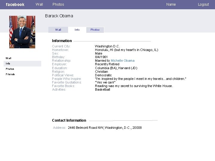 facebook Wall Photos Name Barack Obama Wall Info Photos Information Wall Info Photos Friends