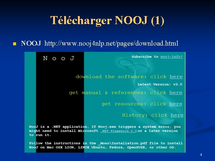 Télécharger NOOJ (1) n NOOJ http: //www. nooj 4 nlp. net/pages/download. html 4 