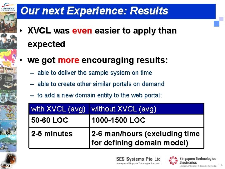 Our next Experience: Results • XVCL was even easier to apply than expected •