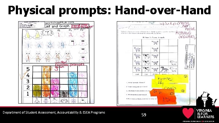 Physical prompts: Hand-over-Hand Department of Student Assessment, Accountability & ESEA Programs 59 