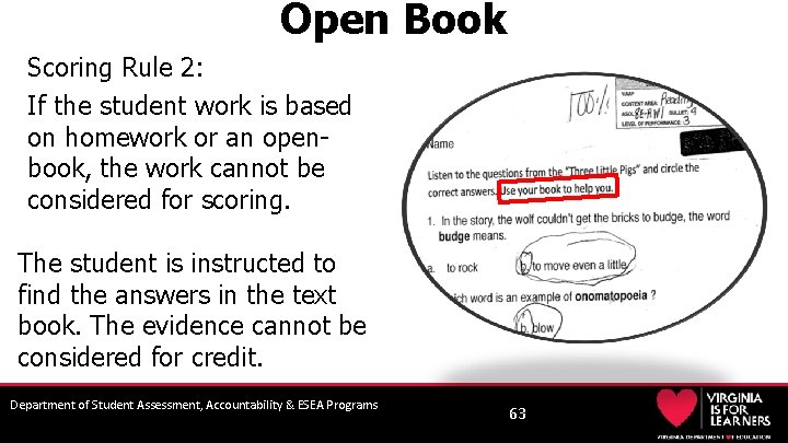 Open Book Scoring Rule 2: If the student work is based on homework or