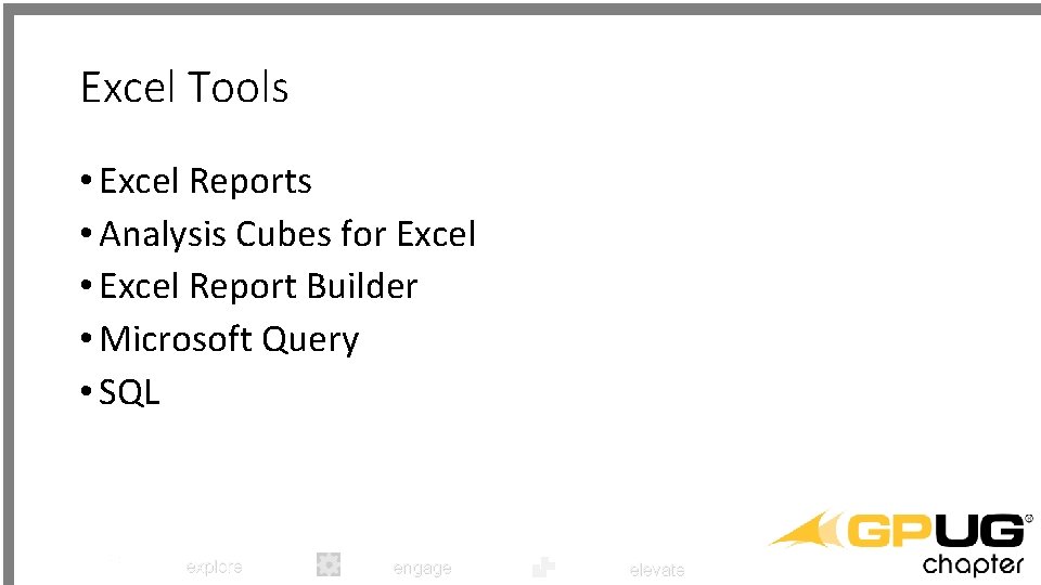 Excel Tools • Excel Reports • Analysis Cubes for Excel • Excel Report Builder