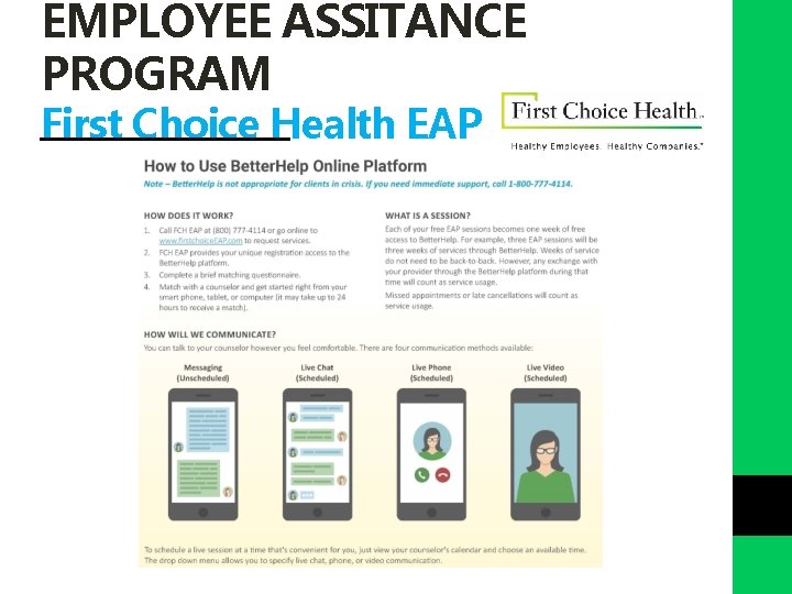 EMPLOYEE ASSITANCE PROGRAM First Choice Health EAP 