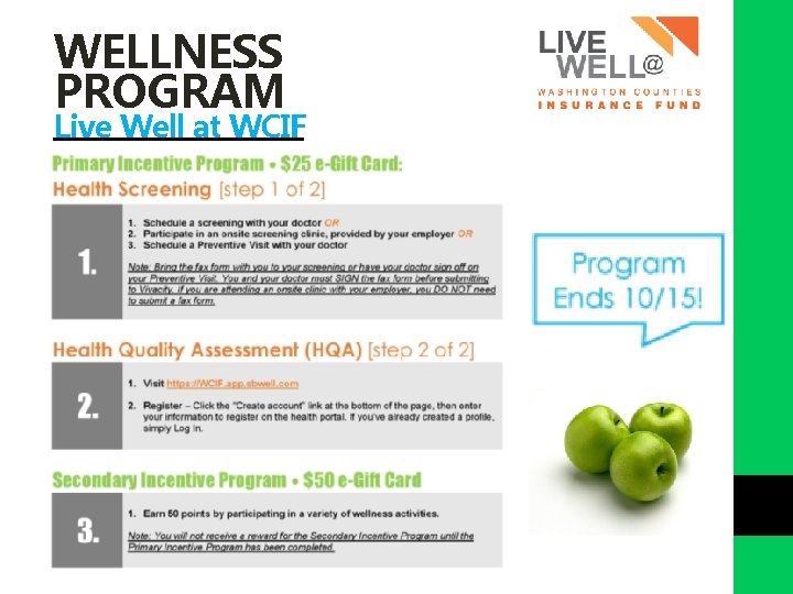 WELLNESS PROGRAM Live Well at WCIF 