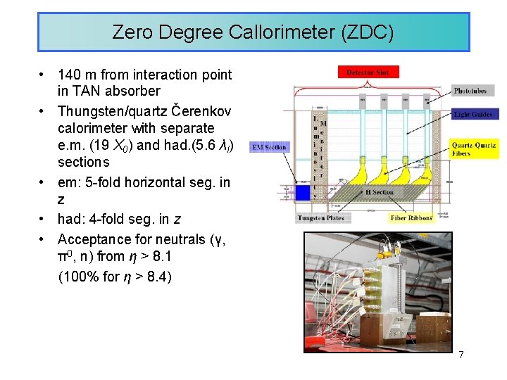 Zero Degree Callorimeter (ZDC) • 140 m from interaction point in TAN absorber •