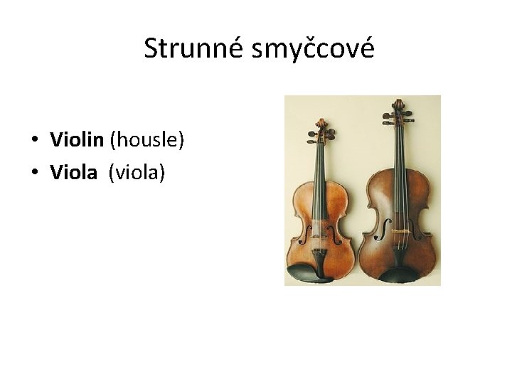 Strunné smyčcové • Violin (housle) • Viola (viola) 