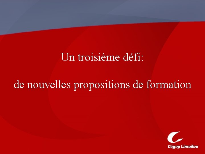 Un troisième défi: de nouvelles propositions de formation 