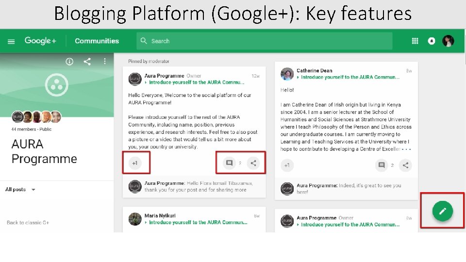 Blogging Platform (Google+): Key features 