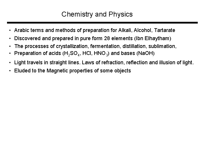 Chemistry and Physics • Arabic terms and methods of preparation for Alkali, Alcohol, Tartarate