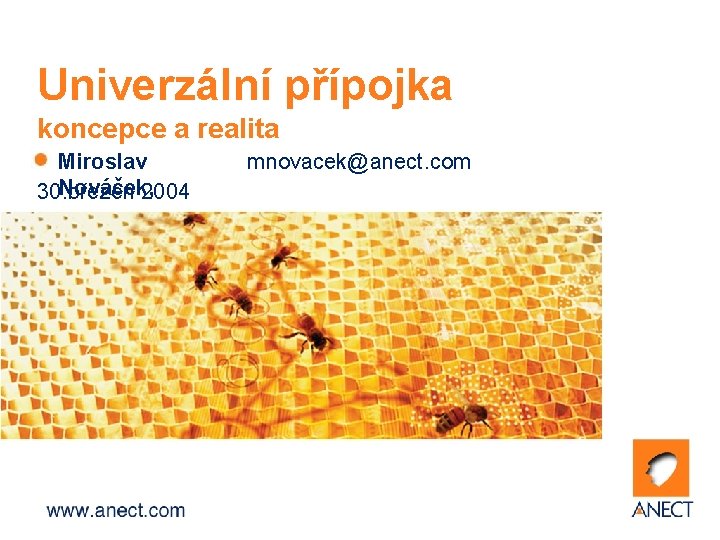 Univerzální přípojka koncepce a realita Miroslav Nováček, 30. březen 2004 mnovacek@anect. com 