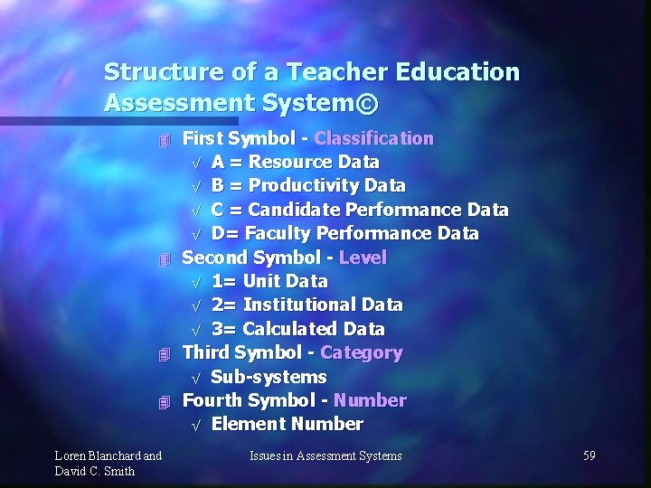 Structure of a Teacher Education Assessment System© 4 4 Loren Blanchard and David C.