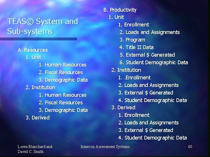 TEAS© System and Sub-systems A. Resources 1. Unit 1. Human Resources 2. Fiscal Resources