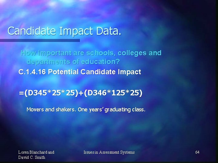 Candidate Impact Data. How important are schools, colleges and departments of education? C. 1.