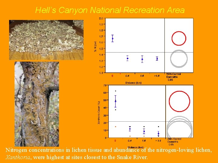 Hell’s Canyon National Recreation Area Nitrogen concentrations in lichen tissue and abundance of the