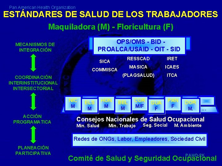 Pan American Health Organization ESTÁNDARES DE SALUD DE LOS TRABAJADORES Maquiladora (M) - Floricultura
