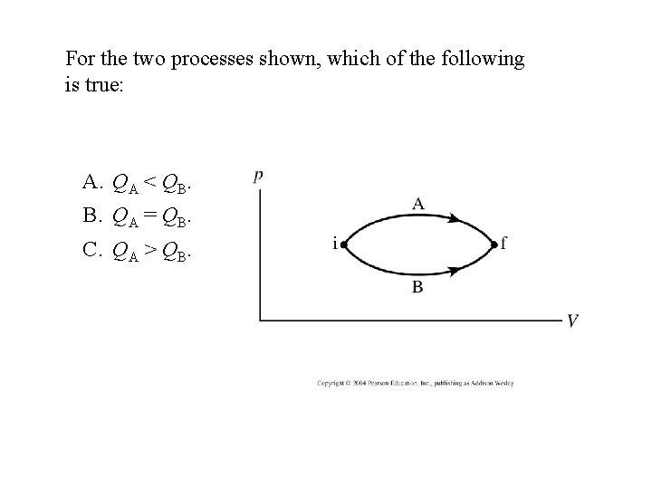 For the two processes shown, which of the following is true: A. QA <