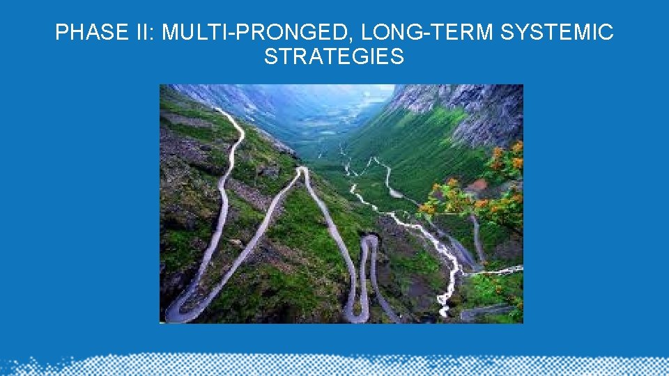 PHASE II: MULTI-PRONGED, LONG-TERM SYSTEMIC STRATEGIES 