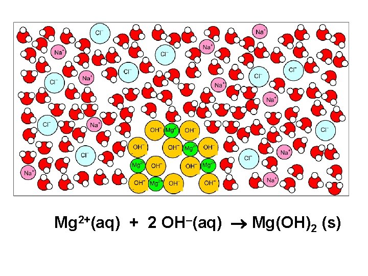 Mg 2+(aq) + 2 OH–(aq) Mg(OH)2 (s) Mg 2+(aq) + 2 OH–(aq) Mg(OH)2 (s)