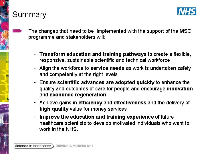 Summary The changes that need to be implemented with the support of the MSC