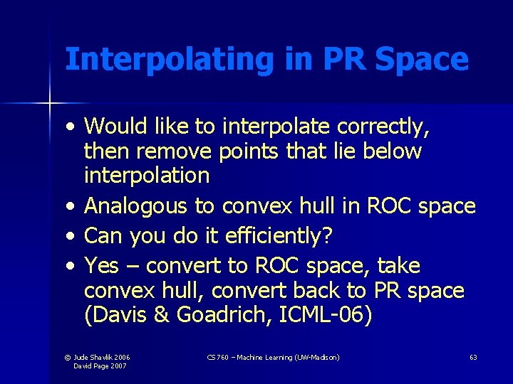 Interpolating in PR Space • Would like to interpolate correctly, then remove points that Interpolating in PR Space • Would like to interpolate correctly, then remove points that