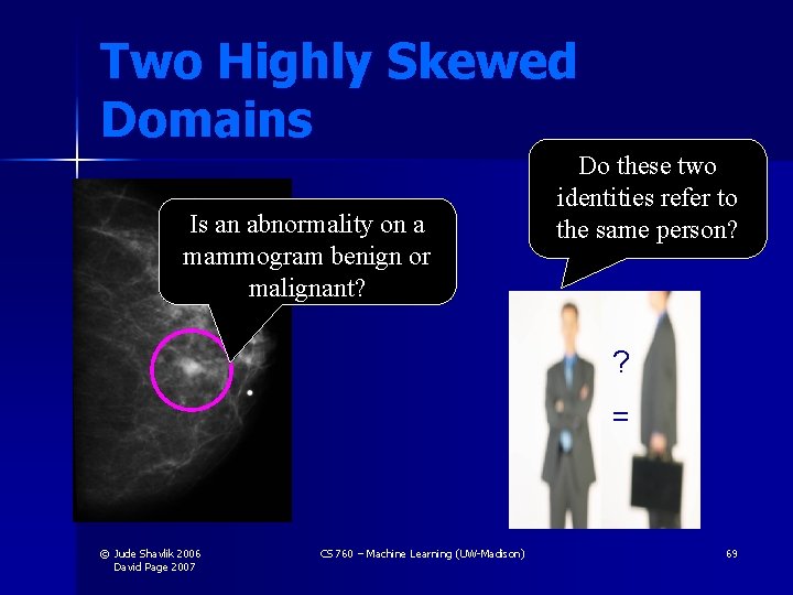 Two Highly Skewed Domains Is an abnormality on a mammogram benign or malignant? Do Two Highly Skewed Domains Is an abnormality on a mammogram benign or malignant? Do