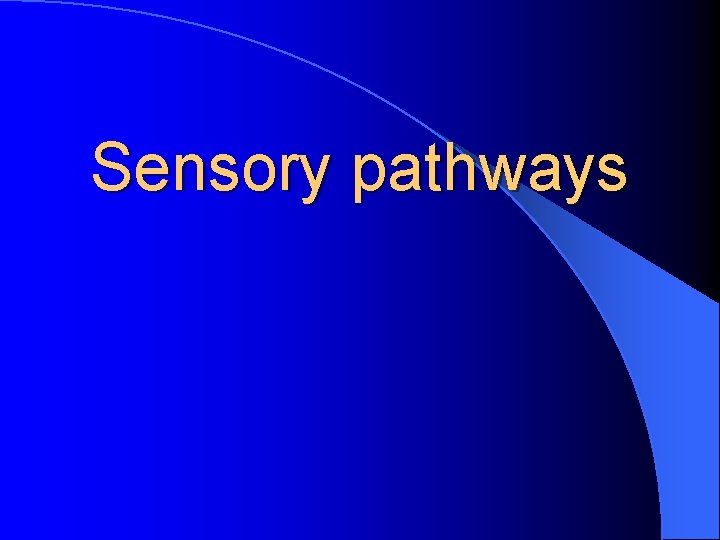 Sensory pathways 