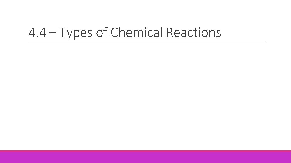 4. 4 – Types of Chemical Reactions 