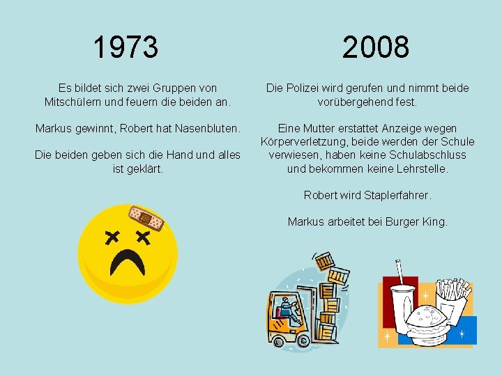 1973 2008 Es bildet sich zwei Gruppen von Mitschülern und feuern die beiden an.