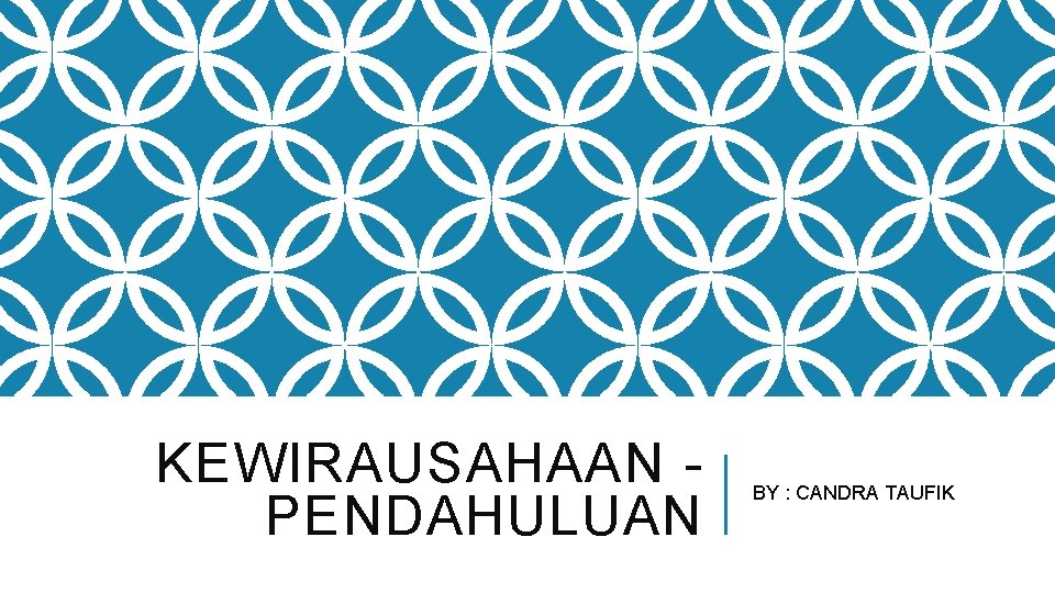 KEWIRAUSAHAAN PENDAHULUAN BY : CANDRA TAUFIK 