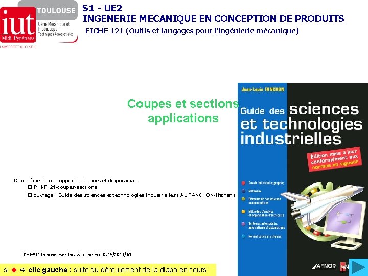 S 1 - UE 2 INGENERIE MECANIQUE EN CONCEPTION DE PRODUITS FICHE 121 (Outils