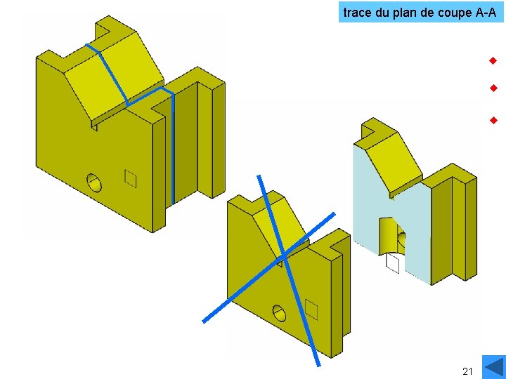 trace du plan de coupe A-A 21 