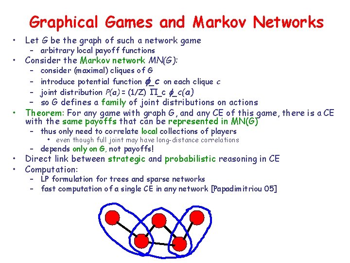Graphical Games and Markov Networks • Let G be the graph of such a