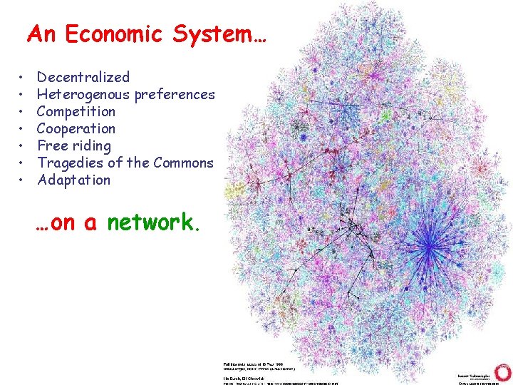 An Economic System… • • Decentralized Heterogenous preferences Competition Cooperation Free riding Tragedies of