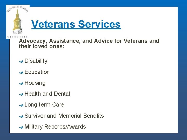 Veterans Services Advocacy, Assistance, and Advice for Veterans and their loved ones: Disability Education