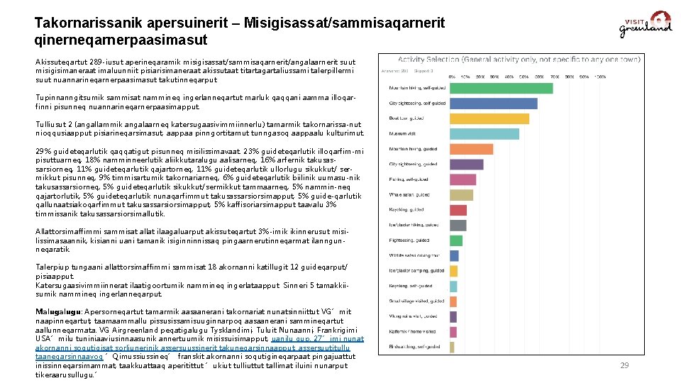 Takornarissanik apersuinerit – Misigisassat/sammisaqarnerit qinerneqarnerpaasimasut Akissuteqartut 289 -iusut aperineqaramik misigisassat/sammisaqarnerit/angalaarnerit suut misigisimaneraat imaluunniit pisiarisimaneraat