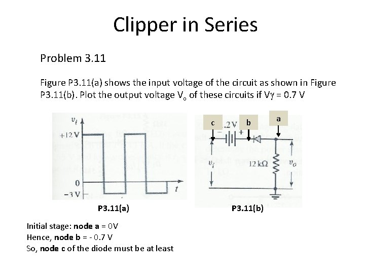 Clipper in Series Problem 3. 11 Figure P 3. 11(a) shows the input voltage