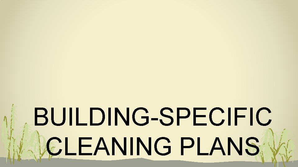 BUILDING-SPECIFIC CLEANING PLANS 
